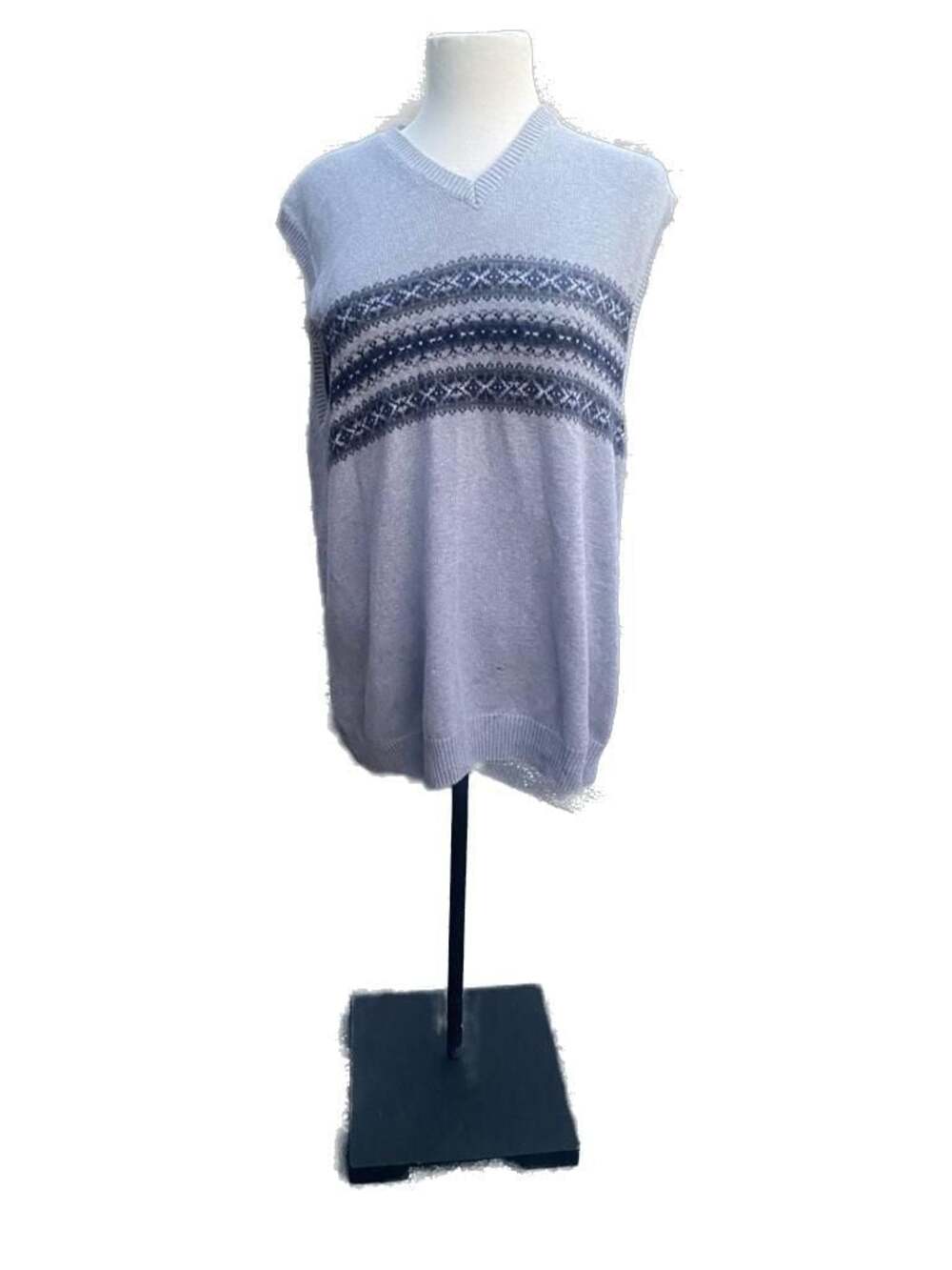 Chaps Est. 1978 Gray Fair Isle V-Neck Sweater Vest